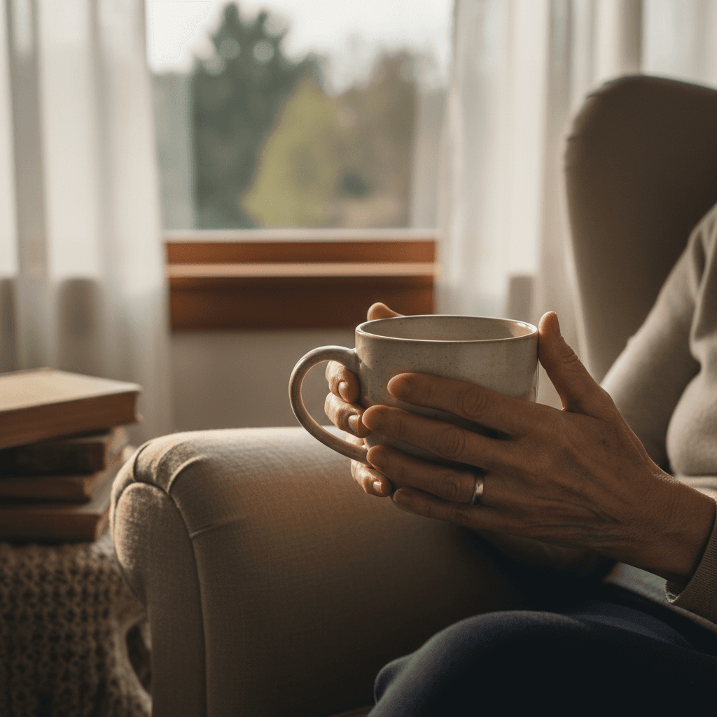 Senior enjoying a quiet moment at home